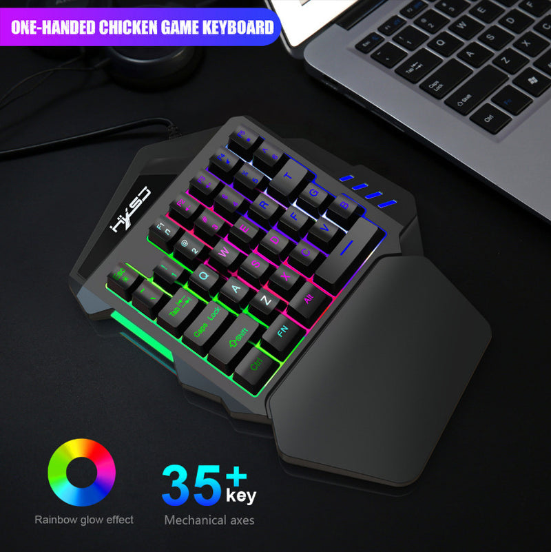 V100 One-Handed Mini Portable Keyboard and Mouse Set