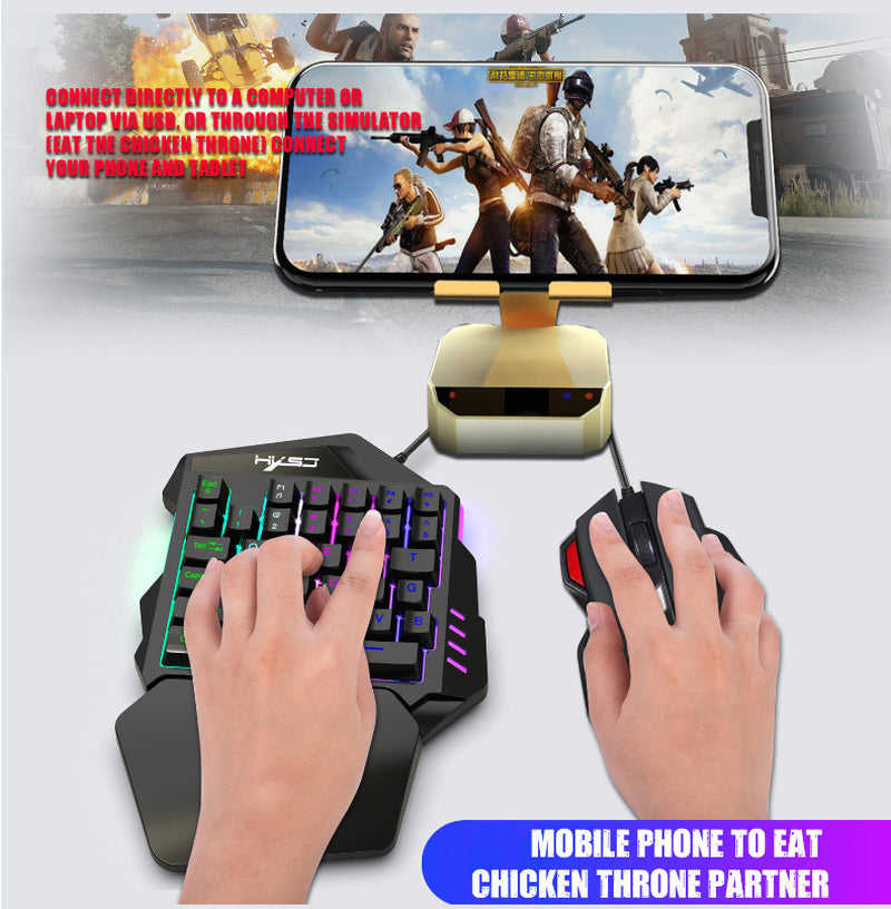 V100 One-Handed Mini Portable Keyboard and Mouse Set